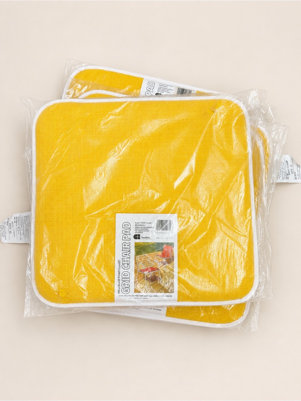 Crawford Grid Chair Pads – Set of 4 – Yellow – NEW – 17” x 16”